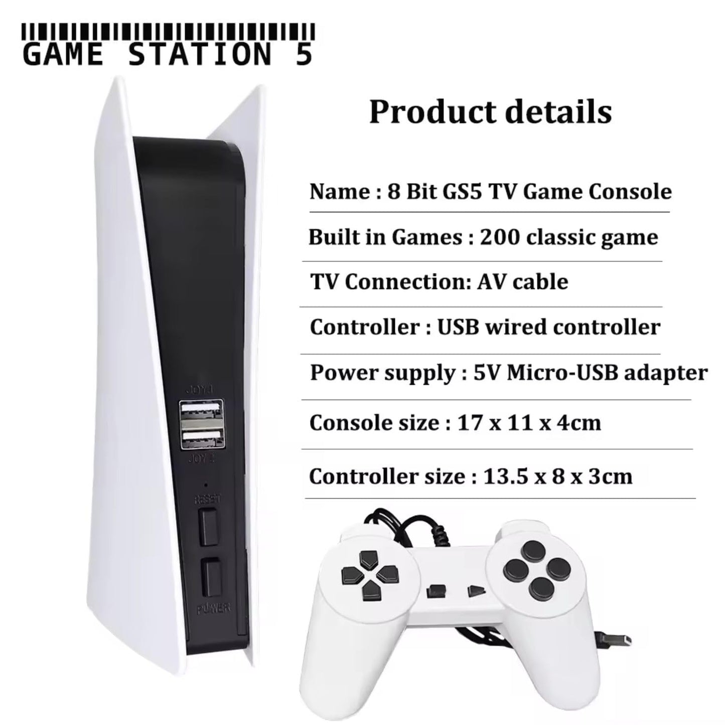 Game Station 5 - Retro konzola s 200 igara + 2 kontrolera